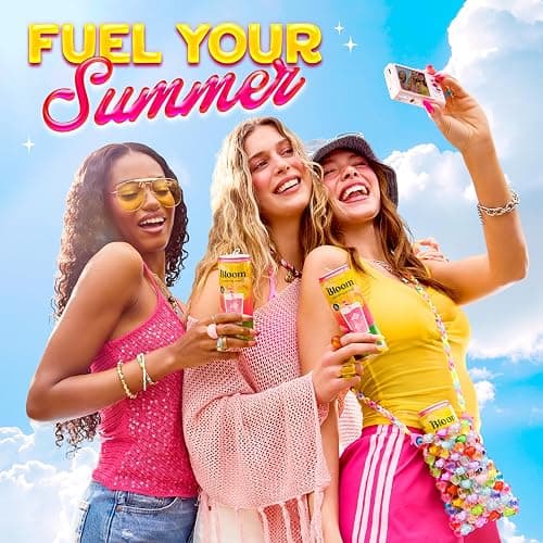 Bloom Nutrition Zero Sugar Energy Drink, Summer Splash, 12oz 12pk | 180mg natural caffeine with prebiotics, green tea extract & lychee for energy, focus and feel-good refreshment. thumbnail 5
