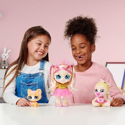 Kindi Kids Scented Sisters Pawsome Royal Family - Pre-School 10" Play Doll: Tiara Sparkles, 6.5" Baby Kindi: Teenie Tiara, and Kindi Pet: Prince Purrfection - Amazon Exclusive thumbnail 4