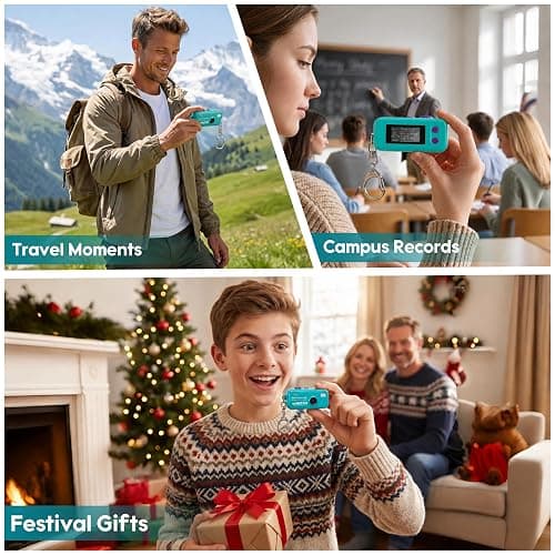 KoveYzao 1080P Keychain Camera with 8GB Card, Retro 2MP Mini Digicam | Built-in 12 Filters and 16X Zoom, Rechargeable Battery, Ideal Gifts for Teens & Adult Beginners (Mint) thumbnail 3