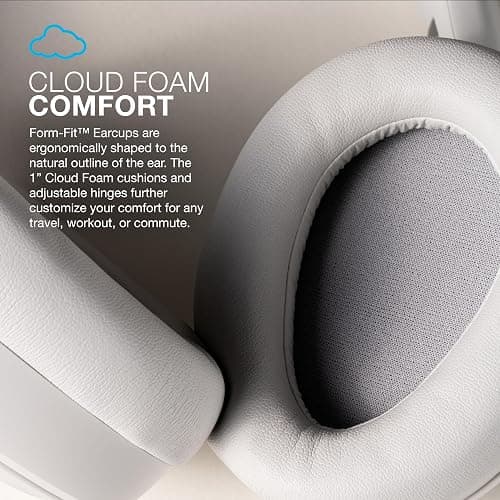 JLab JBuds Lux ANC Wireless Headphones, Cloud White, Hybrid Active Noise Cancelling, Customizable Sound, Spatial Audio Compatible, Premium Over-Ear Bluetooth Headset thumbnail 4