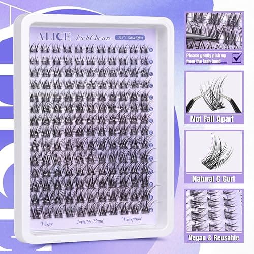 Natural Lash Clusters Wispy Cluster Eyelash Extensions Invisible Band Individual Lashes C-Curly DIY Lash Extension 8-16mm Waterproof Soft Cluster Lashes 168pcs by ALICE thumbnail 4