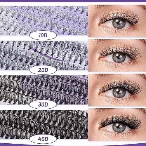 QUAFFLY Lash Clusters Kit Multiple Styles Mixed Length Eyelash Set Includes 2 Lash Bond and Seal & 2 Lash Remover 1 Tweezers For DIY Lash Extensions Kit At Home thumbnail 5