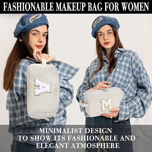 YOOLIFE Initial Travel Makeup Bag Cosmetic Bag - Teen Girl Gifts Trendy Stuff Friend Birthday Gifts for Women Teen Girl Kids thumbnail 4