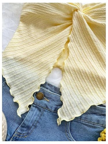 Milumia Girl's Strapless Tube Top Twist Front Asymmetrical Split Sleeveless Bandeau Tops thumbnail 2