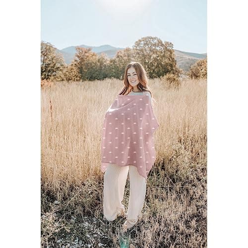 Konssy Muslin Nursing Cover Up for Breastfeeding with Rigid Hoop | 100% Cotton Nursing Apron, Lightweight & Breathable, Carseat Canopy, Breast Feeding Covers for Women thumbnail 8