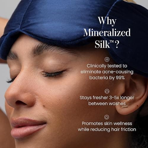 Nodpod Mineralized Silk Gentle Pressure Sleep Mask - Strap-Free, Light-Blocking Design for Sleep, Travel & Relaxation - Weighted Eye Pillow, Machine Washable (Sapphire) thumbnail 3
