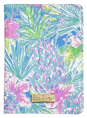 Lilly Pulitzer Vegan Leather Passport Holder, Cute Passport Cover, Travel Wallet with Credit Card Slots, Swizzle In - Image 1