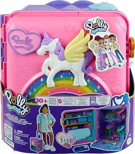 Polly Pocket Dolls, Playset and Travel Toys, 4 Dolls, 1 Vehicle, 25+ Accessories, Resort Roll Away (Amazon Exclusive) thumbnail 4