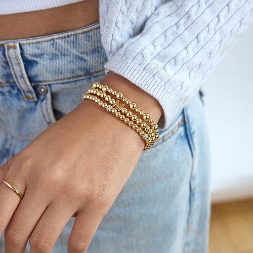 BaubleBar Three Bracelet Gift Set for Women, Gold-Plated Initial Beaded Bracelets, Fashion Jewelry, Personalized & Trendy Gift, Fashion Jewelry Set thumbnail 3