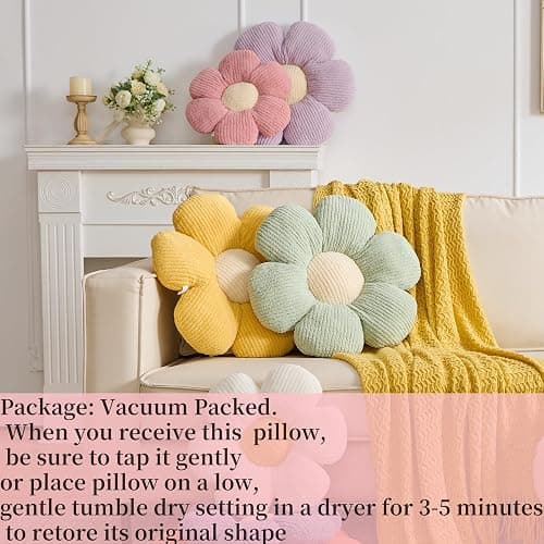 Vdoioe Flower Pillow, Cute Daisy Pillow Orange Flower Shaped Throw Pillow Cushion Seating 15.75" Floor Pillows Home Decorative thumbnail 6