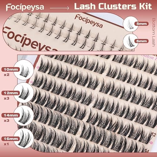 Focipeysa Wispy Lash Clusters Kit Spikes Eyelash Clusters Kit Manga Eyelash Extensions Kit with Bottom Lashes Individual Lashes Extensions Kit with Lash Bond and Seal Lash Tweezers thumbnail 4