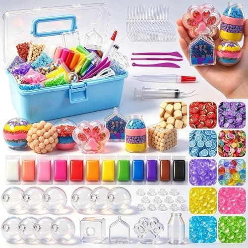 DIY Squishy Making Kit with Fillers-14 TPR Skin,Squishy Maker Squishy kit | Storage Box include (Stress Ball,Milk bottle,Cube,Milk Carton,Cat Paw),Diy Crunchy Squishy Toys For Adult ASMR Anxiety Relief - Image 1
