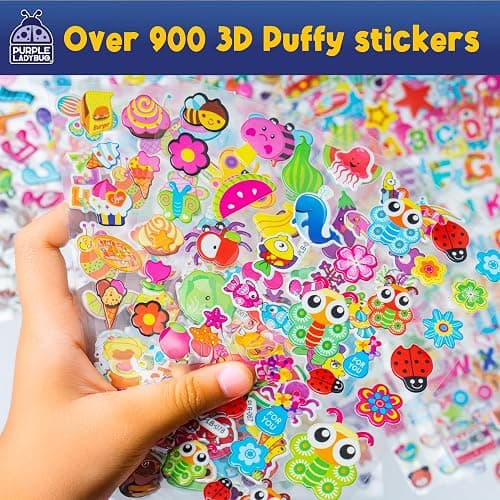 Purple Ladybug 3D Puffy Stickers for Kids - 40 Sheets, 950+ Foam Stickers for Toddler Girls & Boys, Classroom & Teachers Must Haves, Boredom Buster - Back to School Gift for Kindergarten Girls & Boys thumbnail 4