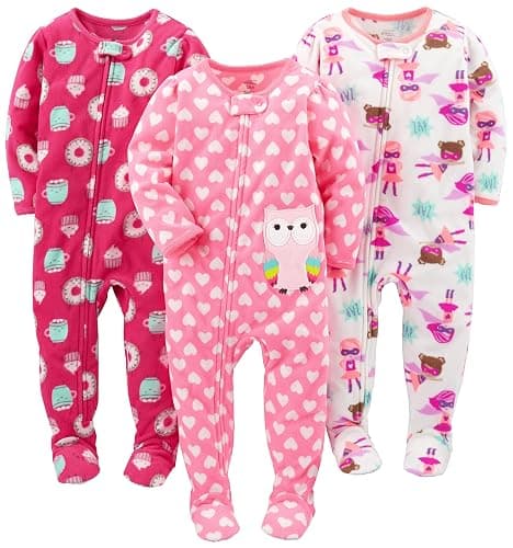 Simple Joys by Carter's girls Loose-Fit Flame Resistant Fleece Footed Pajamas - Image 1
