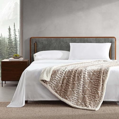 Eddie Bauer - Throw Blanket, Ultra-Soft Plush Blanket with Faux Shearling Popcorn Fleece Reverse, Oversized Bedding for Couch or Bed (San Juan Oyster, 50" x 60") thumbnail 8
