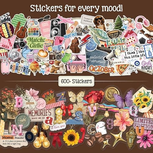 My Artsy Stash – Scrapbooking Kit, Journaling Kit & Junk Journal Supplies | For Teens, Tweens & Adults, 600+ Stickers & Cutouts, Patterned Paper, DIY Diary Decorating, Aesthetic Craft Gift Ages 10+ thumbnail 6