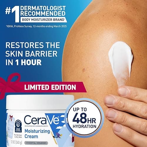 CeraVe Après Ski Moisturizing Cream, Body and Face Moisturizer for Dry Skin, Hyaluronic Acid and Ceramides, Daily Moisturizer, Oil-Free, Fragrance Free, Non-Comedogenic, Limited Edition, 12 Ounce thumbnail 6