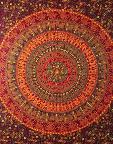 RAJRANG Large Twin Size Colorful Hippie Tapestries - Elephant Mandala Tapestry Bohemian Bedspread Ethnic Medallion Boho Dorm Decor Wall Hanging - Red - 84 X 54 Inches thumbnail 4