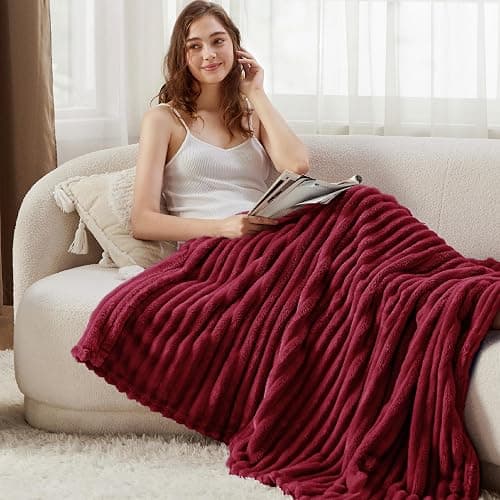 Bedsure GentleSoft Deep Red Blanket for Couch - Cozy Soft Blankets for Women, Cute Small Throws for Girls, 50x60 Inches thumbnail 4