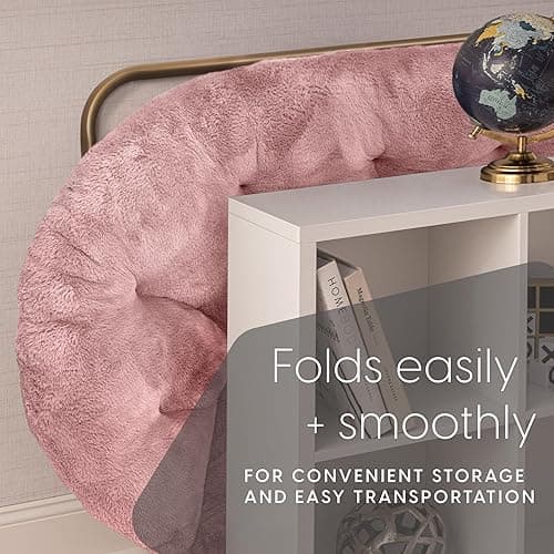 Milliard Double Cozy Chair/Faux Fur Saucer Chair for Bedroom/X-Large Loveseat, Pink thumbnail 7