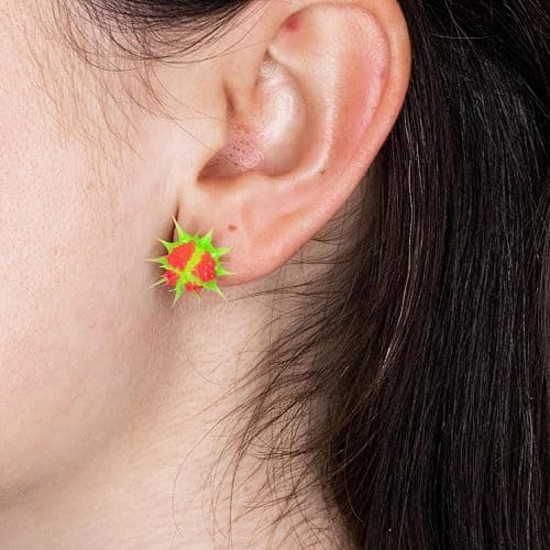 6 Spike Earrings for Women - Silicone Stud Earrings Set, Kawaii Smiley Face Earring Pack for Adults, Funk Rave Heart Earrings, Womens Y2K 90s Peace Sign Earring thumbnail 5