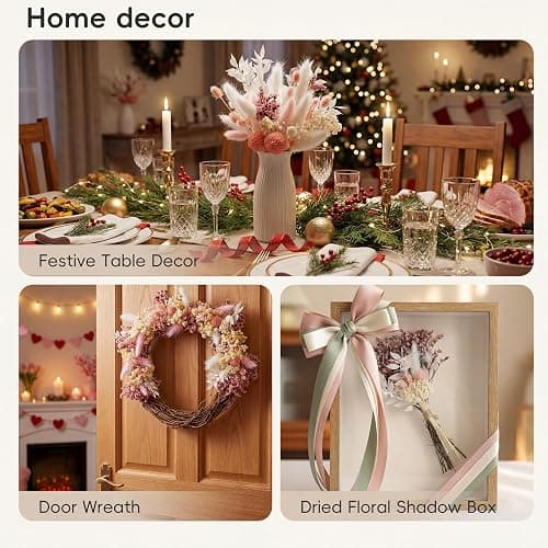 LUXEEASE DIY Boho Dried Flowers Bouquet 141 Stems, 9 Kinds Natural Preserved Flowers (Pink/White) Mini Dried Flower Arrangements for Home Wedding Centerpiece thumbnail 7