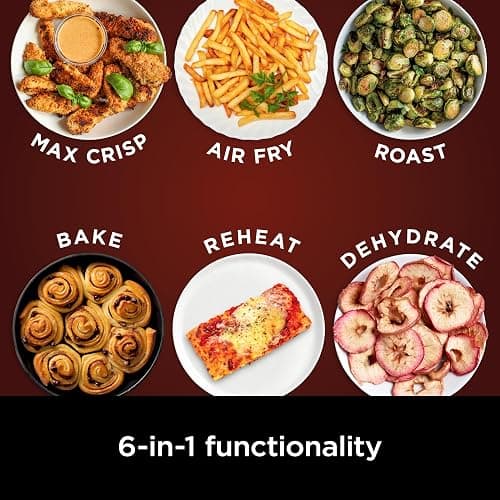 Ninja | Air Fryer | 6.5 QT Pro XL Capacity fits 9lbs of Wings | 6-in-1 Max Crisp, Air Fry, Roast, Bake, Reheat & Dehydrate | Nonstick Basket, Crisper Plate & Recipe Guide | Grey | AF181 thumbnail 4