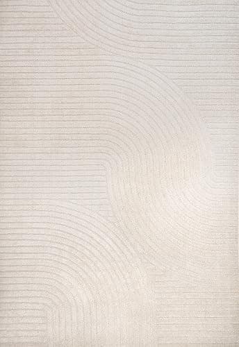 JONATHAN Y Hallie High-Low Curve Ivory/Cream Indoor/Outdoor Area Rug, 5x8, Minimalist, Pet Friendly, Non-Shedding, Stain Resistant, Hose-Washable for Backyard, Patio, Porch (SCN100B-5) thumbnail 8