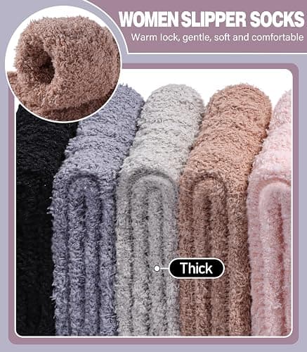 LANLEO Fuzzy Socks for Women Soft Cozy Fluffy Slipper Winter Warm Microfiber Plush Sleeping Socks thumbnail 3