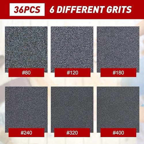 36 Pcs Sanding Sponge 80/120/180/240/320/400 Grit Sandpaper Assortment, Washable & Reusable Sanding Blocks for Wood, Metal, Drywall, Glazing, Wet Dry Sandpaper for Smooth Finishing thumbnail 4