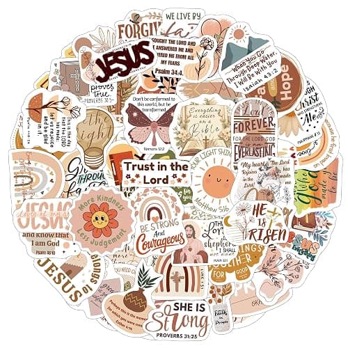 Boho Bible Verse Stickers - 50Pcs Gift Idea for Christian Bible Quote Jesus Praise Catholic Scripture God Religious Faith Stickers Inspirational Biblical Motivational Verse Adult Kids Boy Girl thumbnail 6