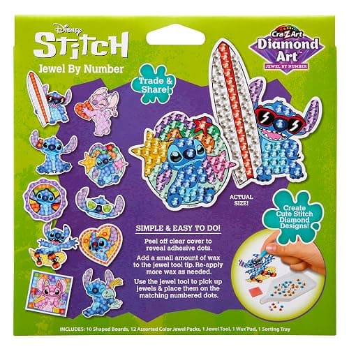 Cra-Z-Art Disney Stitch Gem by Number 10 Pack - 10 Individual Stitch Gem by Number Designs - Diamond Jewel by Number Art, Creative Gem Craft, Great Gift for Birthdays for Girls and Boys Ages 6 and Up thumbnail 6