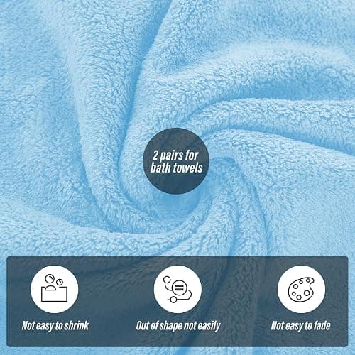MOONQUEEN 2 Pack Premium Bath Towel Set - Quick Drying - Microfiber Coral Velvet Highly Absorbent Towels - Multipurpose Use as Bath Fitness, Bathroom, Shower, Sports, Yoga Towel (Aquamarine) thumbnail 5