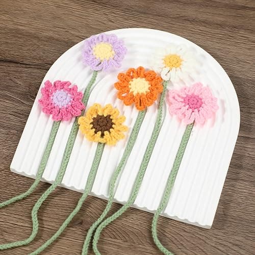 6 Pack Flower Crochet Bookmarks,Daisy Sunflower Bookmark for Women Personalized Crochet for Book Lovers and Teachers thumbnail 4