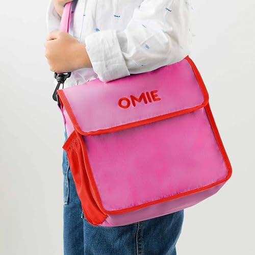 Omie OmieBox Lunch Bag - Washable, Foldable, Durable, WaterResistant Fabric with Interior Pocket and External Bottle Holder (Pink) thumbnail 3