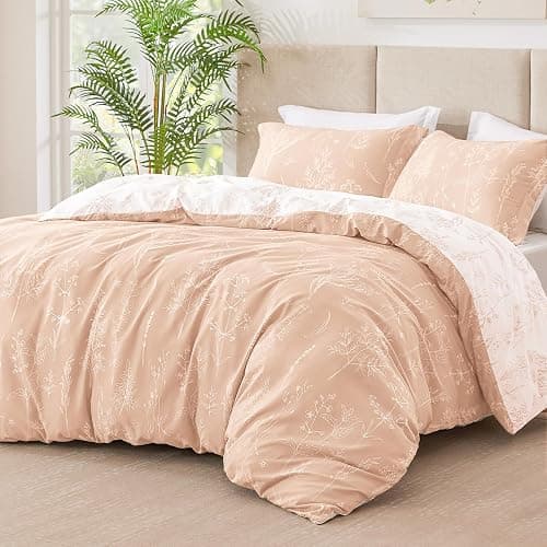 Love's cabin Dusty Rose Pink Twin Comforter Set - Twin XL Size Comforter Set Dorm Bedding, 2 Pieces Cute Floral Bedding, Reversible Flowers Comforter, 1 Comforter & 1 Pillow Sham thumbnail 3
