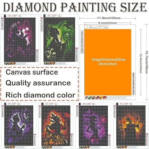 5D Adult Diamond Art Painting Kit,Villain Diamond Painting Kit-6 Pieces,Round Diamond Digital Painting Kit,Gemstone Art Painting Kit,DIY Diamond Painting Kit for Beginners (11.8x15.7 inches) thumbnail 2