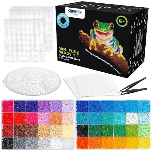 24,000 Mini Fuse Beads Kit for Adults - Tiny 2.6mm Beads (NOT Standard 5mm) - 48 Colors, 5 Pegboards, 2 Tweezers - Compatible with Hama, Melty, Iron Beads - Bulk Pixel Art Craft - Image 1