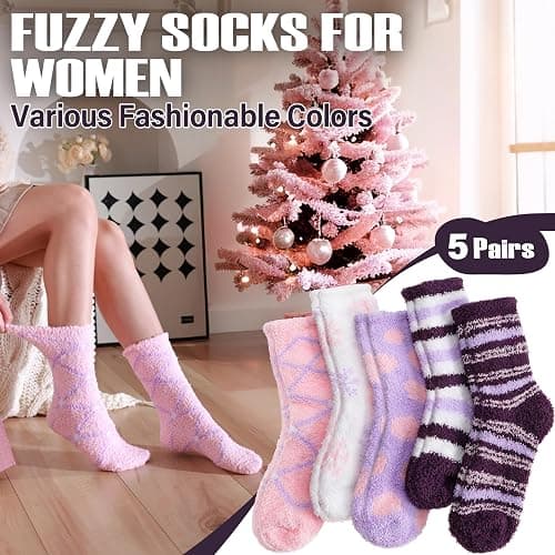ANTSANG Womens Fuzzy Socks Fluffy Slipper Cozy Cabin Winter Soft Fleece Warm Comfy Thick Christmas Gift Socks thumbnail 3