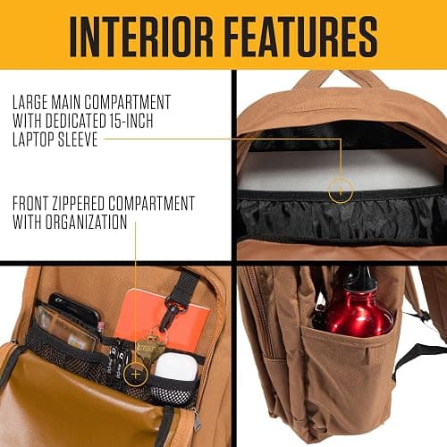 Carhartt 25L Classic Laptop Backpack, Durable Water-Resistant Pack W/ 15" Laptop Sleeve and Multiple Organizational Compartments, PFAS Free, Black thumbnail 3