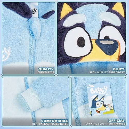 Bluey Fleece Jumpsuit for Boys Toddlers Hooded Romper Fleece Pajamas Boys Gifts thumbnail 6