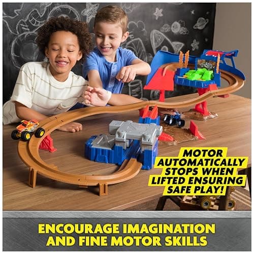 Monster Jam Supercharge Speedway Monster Truck Playset, 1:64 Scale | Figure-8 Loop Track with Lights, El Toro Loco & Megalodon Toy Trucks, Epic Racing Action, Pretend Play Gifts for Kids Ages 3+ thumbnail 5