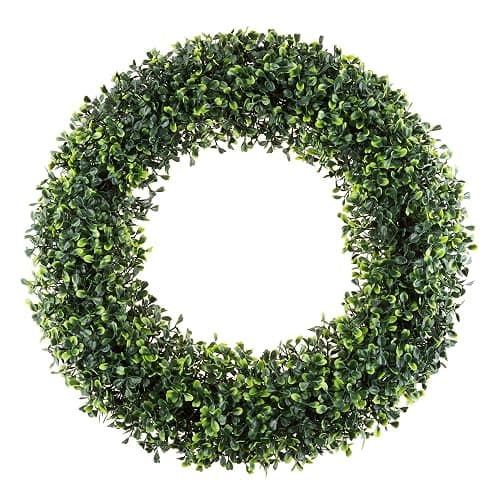 Pure Garden 19.5-Inch Boxwood Wreath - Round UV Resistant Artificial Spring, Summer, Fall, or Winter Wreath - Indoor/Outdoor Wreaths for Front Door - Image 1