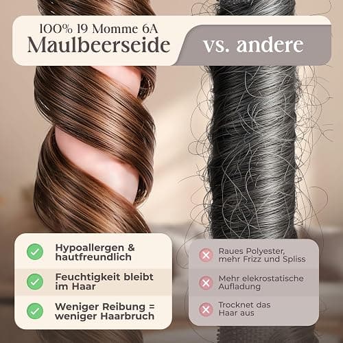 Jamé beauty® Heatless Curls - Lockenwickler über Nacht I 100% Maulbeer-Seide-Lockenband mit 2 Scrunchies & Haarklammer - Ideal für Overnight Curls I Locken ohne Hitze - Seidig-glatt & definiert thumbnail 3