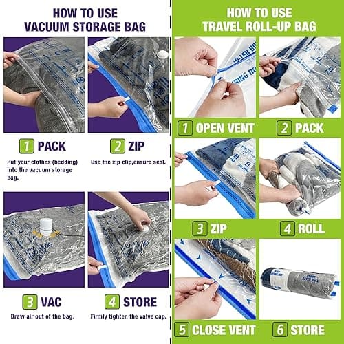 HIBAG Vacuum Storage Bags with Electric Pump, Vacuum Seal Space Saver Bags for Clothes, Clothing, Pillows, Blanket Bedding Comforters, Combo 20 pack - 20-COMBO-EPUMP thumbnail 5