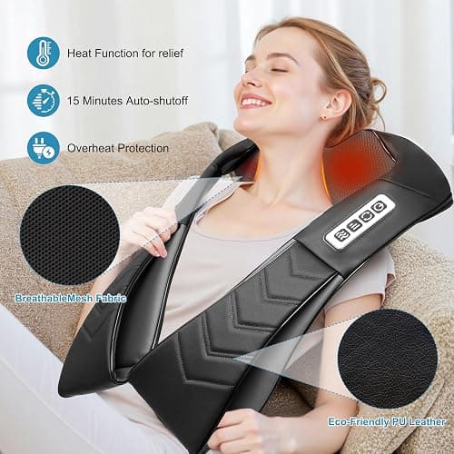 Alliggic Shiatsu Neck and Back Massager, Electric Shoulder Massager with Heat, Deep Tissue Kneading Massage for Pain Relief, Gifts for Dad Mom Friend Birthday Father's Day(NOT Cordless) thumbnail 4