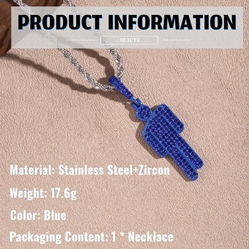 Ticome Women's and Men's Colourful Human Diamond Necklace, Stainless Steel Hip Hop Bad Guy Villain Necklace,Slant Head Trendy Shining Accessories thumbnail 2