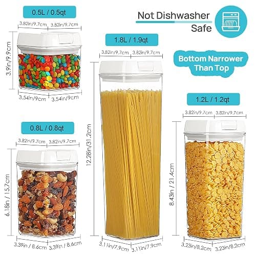 Vtopmart Airtight Food Storage Containers, 7 Pieces BPA Free Plastic Cereal Organizer Canisters with Easy Lock Lids, for Kitchen Pantry Organization, 24 Labels, White thumbnail 3