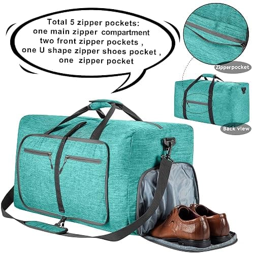 Vomgomfom 65L/85L/115L Foldable Travel Duffle Bag, Lightweight Checked Luggage with Shoe Compartment, Water-Resistant Weekender Overnight Bag for Men & Women thumbnail 3