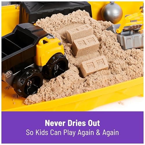 Kinetic Sand, Construction Site Folding Sandbox with 2lbs Play Sand & Toy Truck, Sensory Toys for Kids Ages 3 and up thumbnail 7